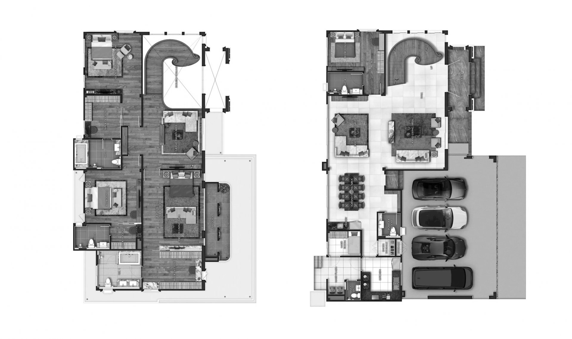 House floor plan, 4 bedrooms in Grand Bangkok Boulevard Chaengwatthana-Ratchaphruek No. 11008